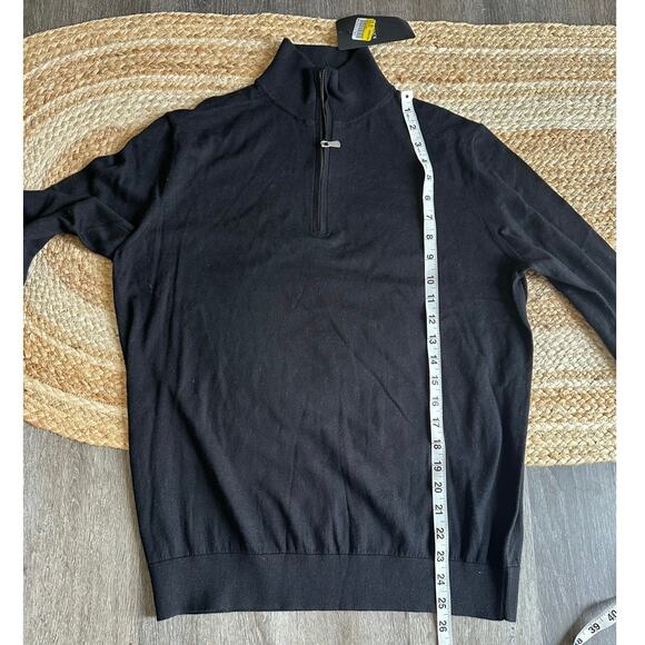 KINROSS Men's QTR Zip Mock with Milano Trim Size M In Black/Graphite - Picture 3 of 8